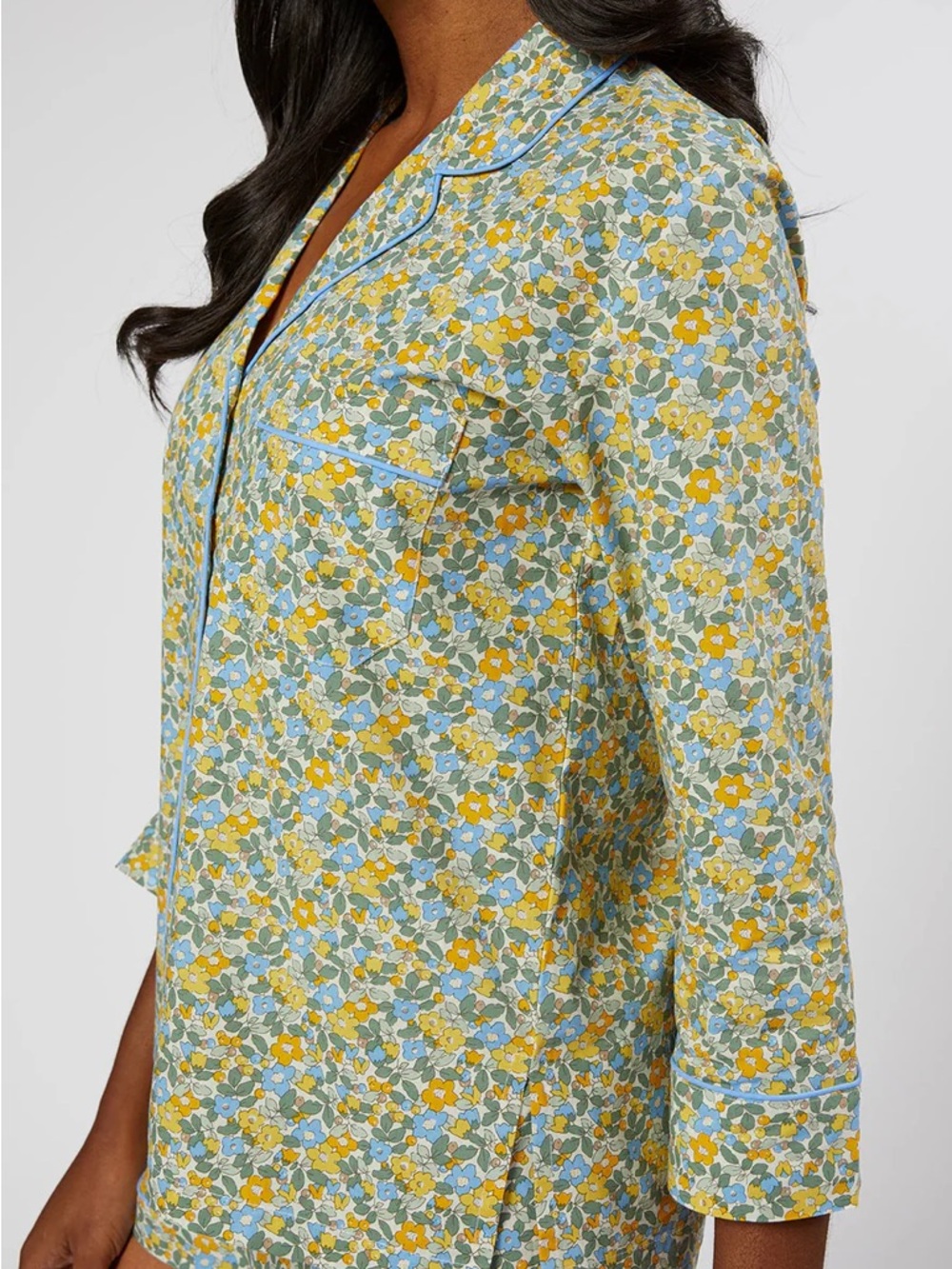 Lenora Classic Cotton Short Pajama Set - Lemon Liberty L NWT